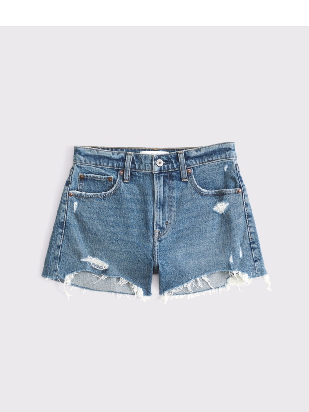 Abercrombie & Fitch Light Blue Distressed Denim Mom Fit Cutoff Shorts